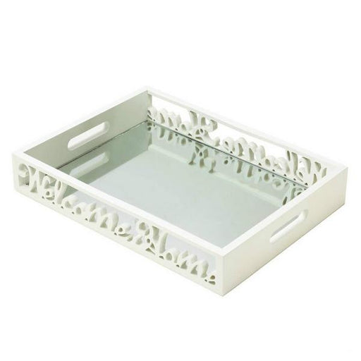 Welcome Home Mirrored Wood Tray - Giftscircle