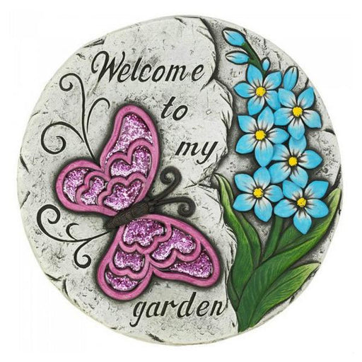 Welcome To My Garden Pink Butterfly Stepping Stone - Giftscircle