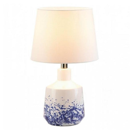 White and Blue Splash Porcelain Table Lamp - Giftscircle