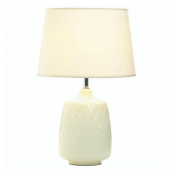 White Ceramic Table Lamp - Quilted Diamonds - Giftscircle