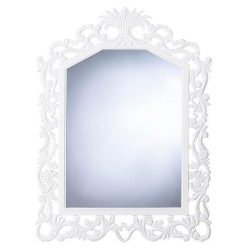 White Flourish Wood Wall Mirror - Giftscircle