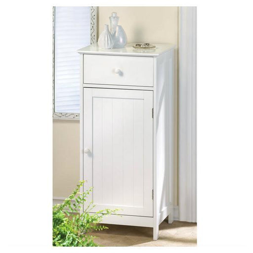 White Lacquered Storage Cabinet with Drawer - Giftscircle