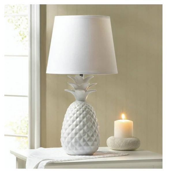 White Pineapple Porcelain Table Lamp - Giftscircle