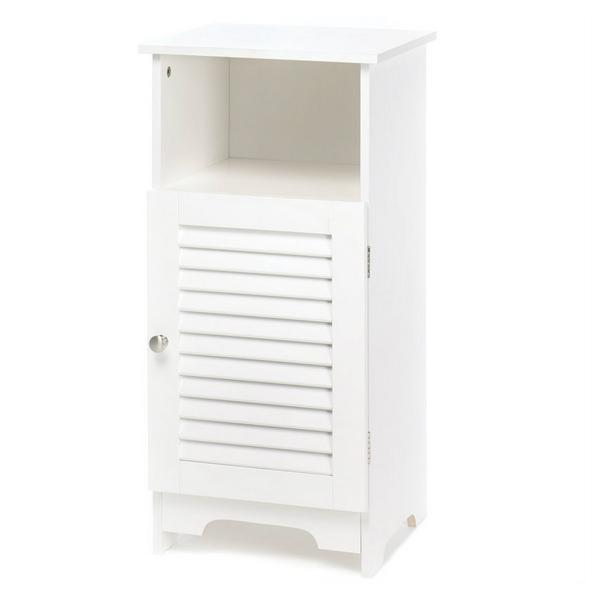 White Slatted Cabinet with Shelf - Giftscircle
