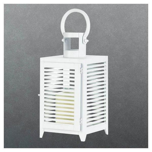 White Slatted Candle Lantern - 12 inches - Giftscircle