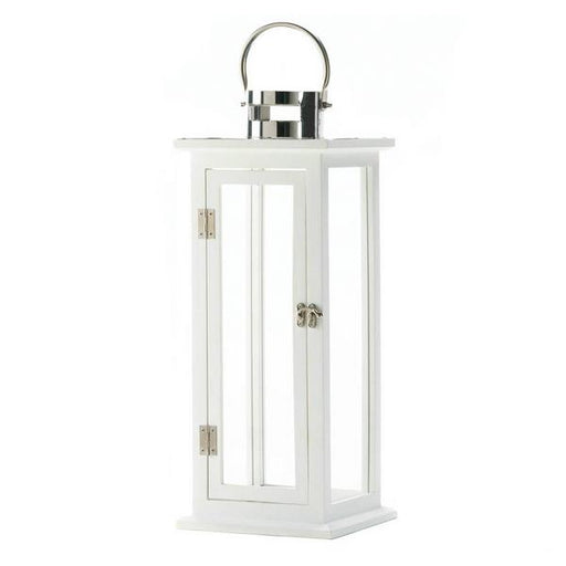White Wood Candle Lantern - 20.5 inches - Giftscircle