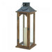 Wood Candle Lantern with Metal Pyramid Top - 22 inches - Giftscircle