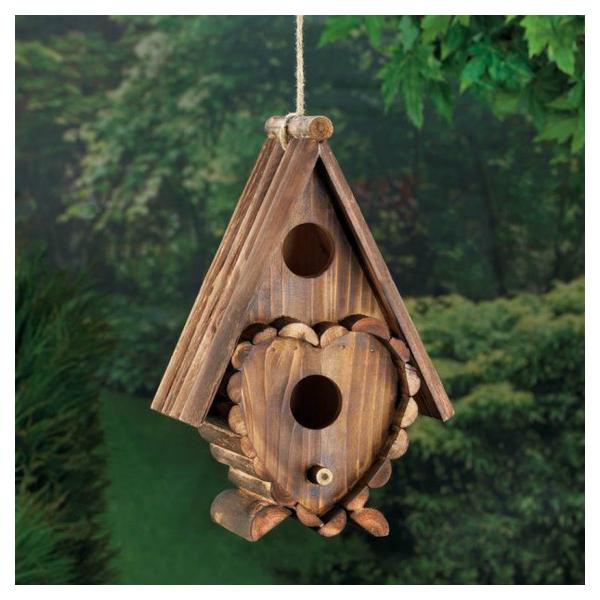 Wood Cottage Heart A-Frame Bird House - Giftscircle