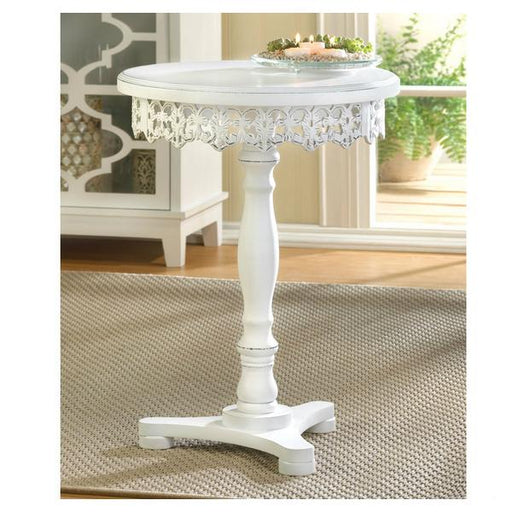 Wood Cutwork Round Pedestal Table - Giftscircle