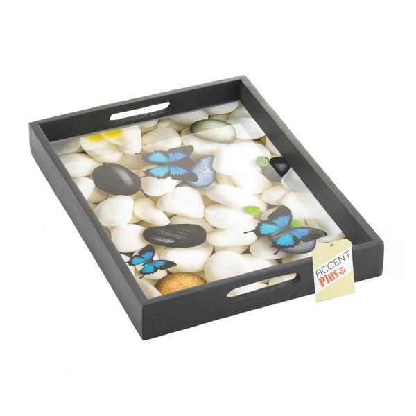Wood Frame Butterfly Serving Tray - Giftscircle