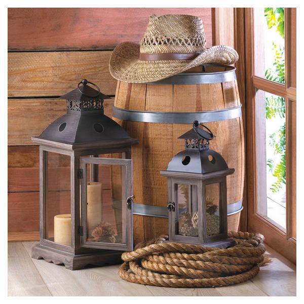 Wood Frame Candle Lantern - 18.5 inches - Giftscircle
