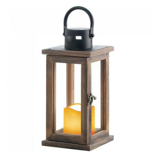 Wood Lantern with LED Candle - 11 inches - Giftscircle