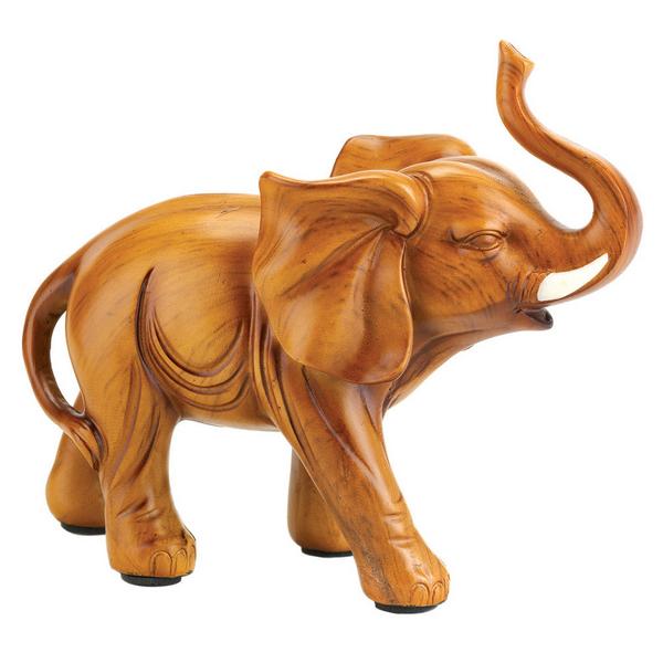 Wood-Look Lucky Elephant - 5.1 inches - Giftscircle