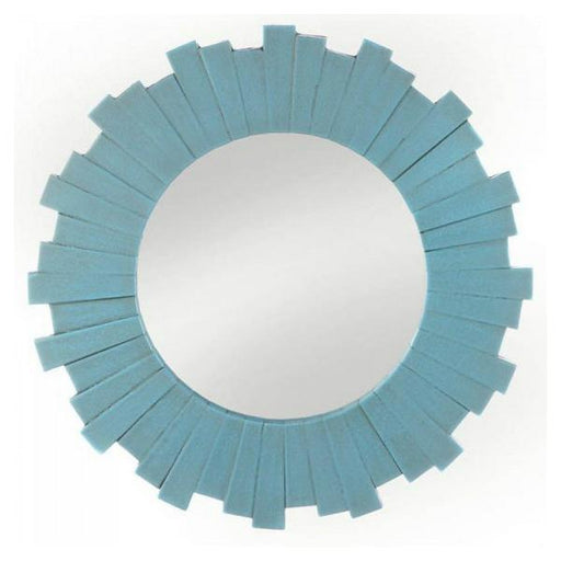 Wood Sunburst Wall Mirror - Blue - Giftscircle