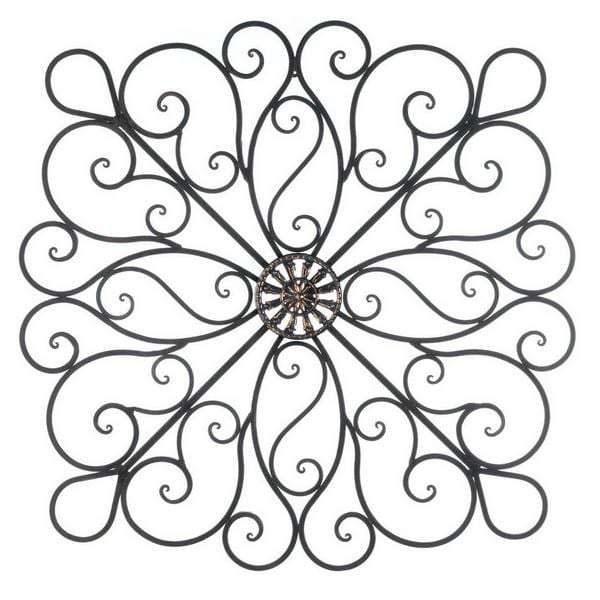 Wrought Iron 36-inch Bronze Scrolled Wall Decor - Giftscircle