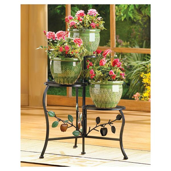 Wrought Iron Apple Triple Plant Stand - Giftscircle