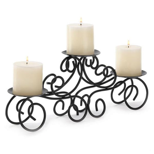 Wrought Iron Scroll Triple Candle Holder - Giftscircle