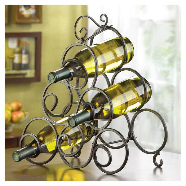 Wrought Iron Scroll Wine Rack - Giftscircle