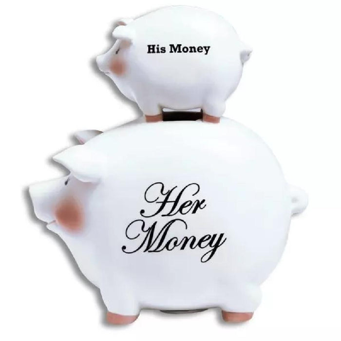 Young's His Money and Her Money Stacked Pigs Piggy Bank Ceramic 8.5 Inches - Giftscircle