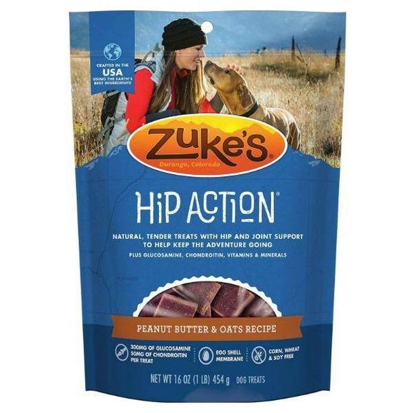 Zukes Hip Action Dog Treats - Peanut Butter & Oats Recipe - 1 lb - Giftscircle