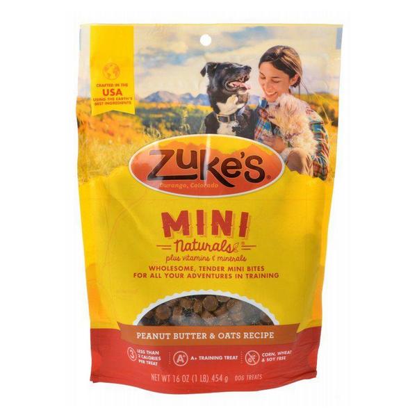 Zukes Mini Naturals Dog Treats - Peanut Butter & Oats Recipe - 1 lb - Giftscircle