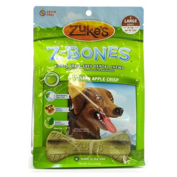 Zukes Z-Bones Dental Chews - Clean Apple Crisp - Large (6 Pack - 15 oz) - Giftscircle
